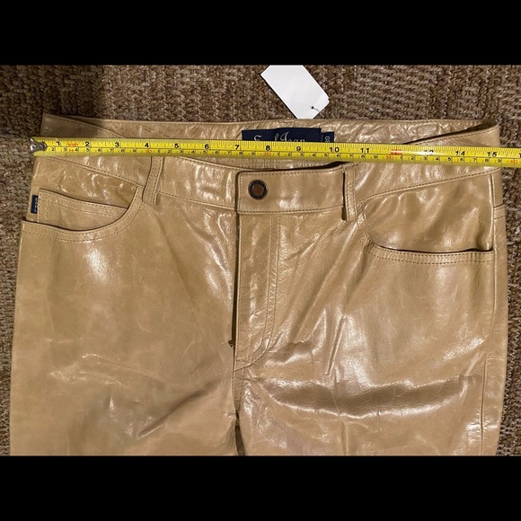 EARL JEAN TAN GENUINE LEATHER PANTS BOOT CUT JEANS - Picture 12 of 14